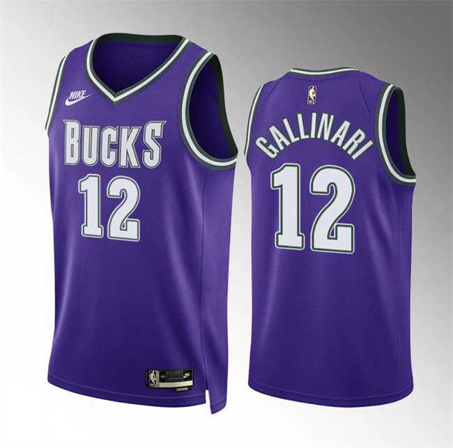 Mens Milwaukee Bucks #12 Danilo Gallinari Purple Classic Edition Stitched Basketball Jersey Dzhi->->NBA Jersey